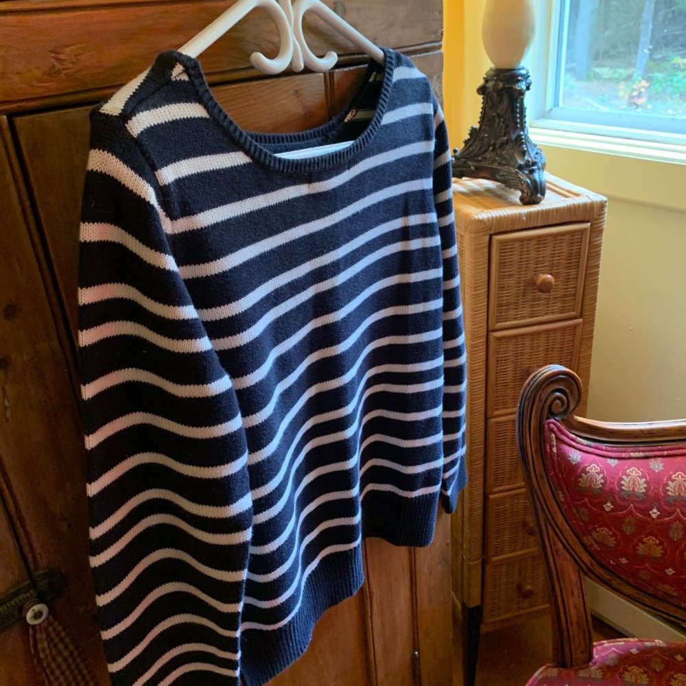 Bianca Nygard, Sweater 100% cotton, Size 10-12, M, Blue & White.